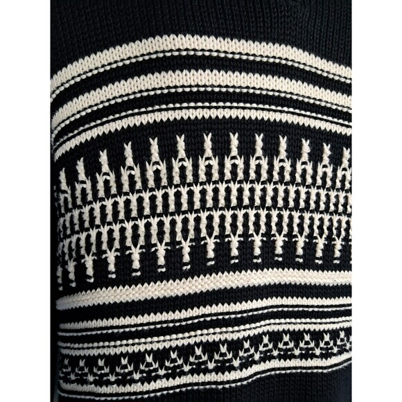 CHAPS Cable Knit Mens Medium1/4 Zip Black White Grandpa Sweater - Picture 3 of 11